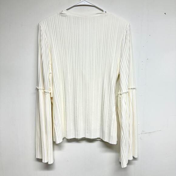 BAILEY / 44 Women White Ruffled Cindy Pleated Bell Sleeve Top Size Large - Picture 4 of 4